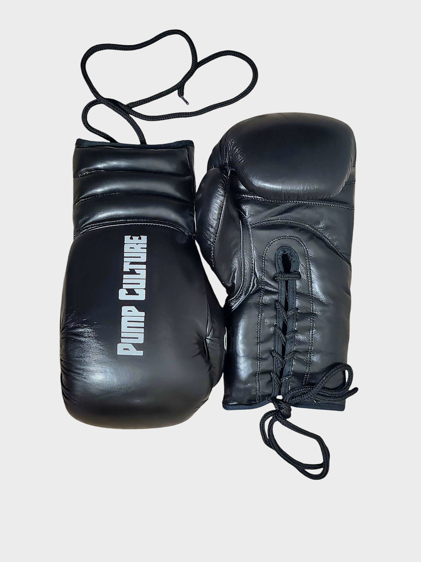 Pump Culture Black Lace Up Boxing Gloves for Men and Women