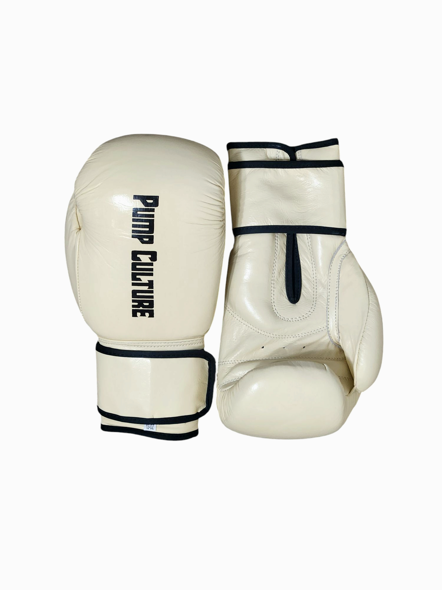 Pump Culture Cream with Black Trims Premium Leather Boxing Gloves for Men and Women