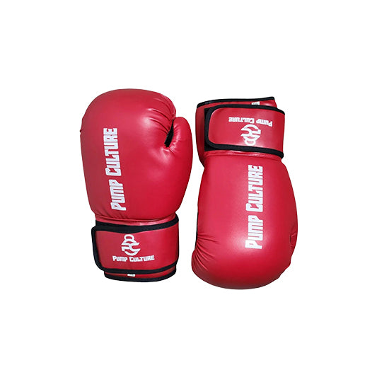 Pump Culture Red with Black Trims Premium Leather Boxing Gloves for Men and Women