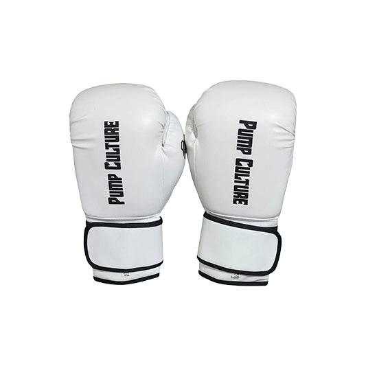Pump Culture White with Black Trimming, Leather Boxing Gloves for Men and Women