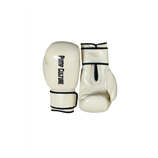 Pump Culture Cream with Black Trims Premium Leather Boxing Gloves for Men and Women
