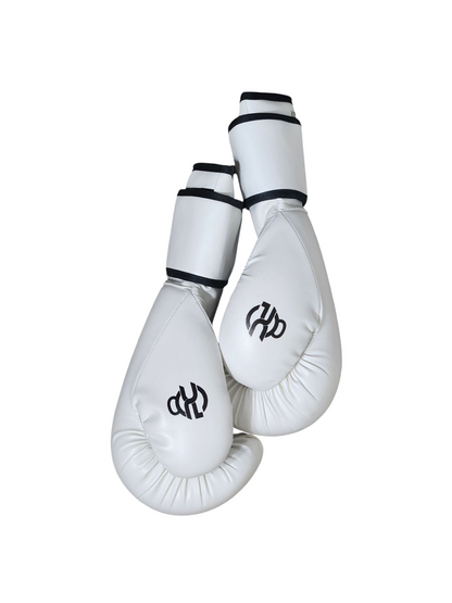 Pump Culture White with Black Trimming, Leather Boxing Gloves for Men and Women